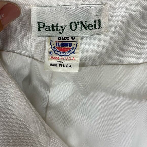 Vintage Patty O'Neil White and Blue Button Down Pleated Bottom Dress.sz 6 - Picture 7 of 8